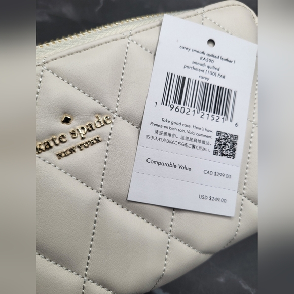 NWT Kate Spade White Quilted Large Wallet - Picture 5 of 5